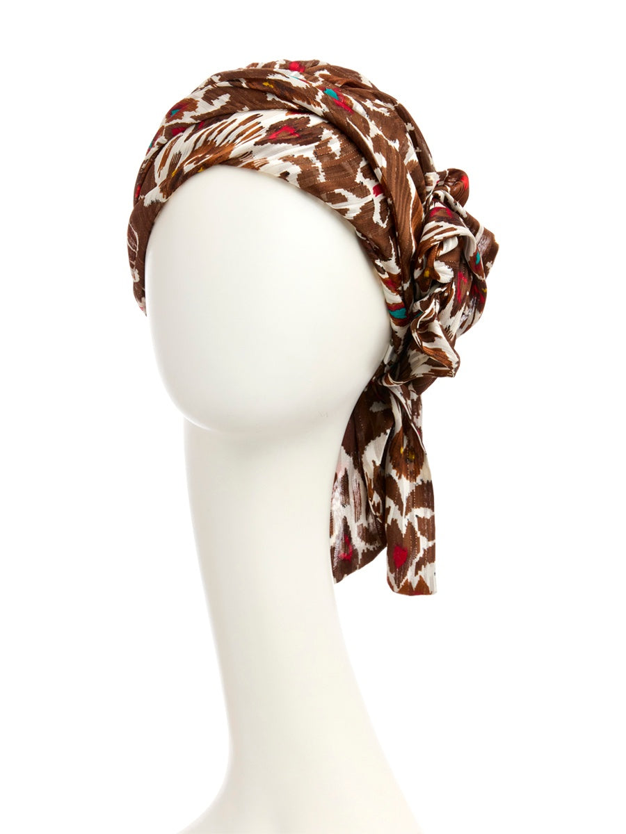 Juvela - Turbante con fascia rimovibile in poliestere/viscosa - fantasia Tribal brown 3042-4053