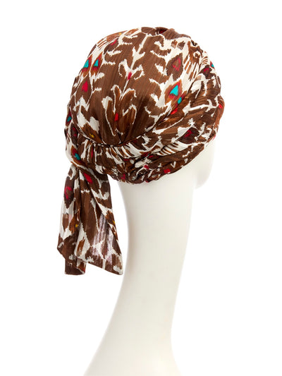 Juvela - Turbante con fascia rimovibile in poliestere/viscosa - fantasia Tribal brown 3042-4053