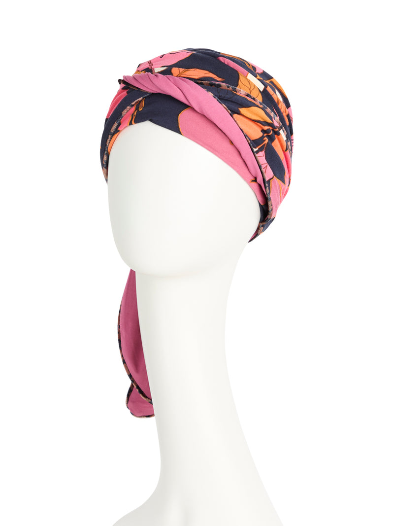 Turban Beatrice and Turban, in Viscose of Bamboo - leopard design lilac/black - 1419-0593