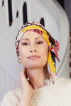 Turban Beatrice and Turban, in Viscose of Bamboo - leopard design lilac/black - 1419-0593