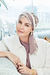 Turban Beatrice and Turban, in Viscose of Bamboo - leopard design lilac/black - 1419-0593