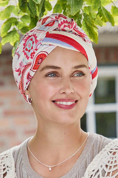 Beatrice - Turbante con nastri corti in viscosa di bambù - Fantasia - 1419-4078