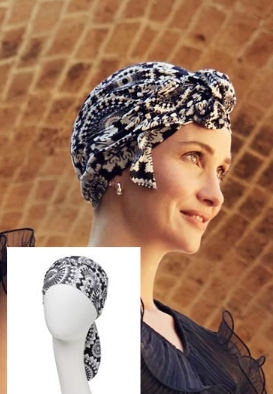 Turbante Beatrice - Cuffia in lino con nastri corti - 1460-0818