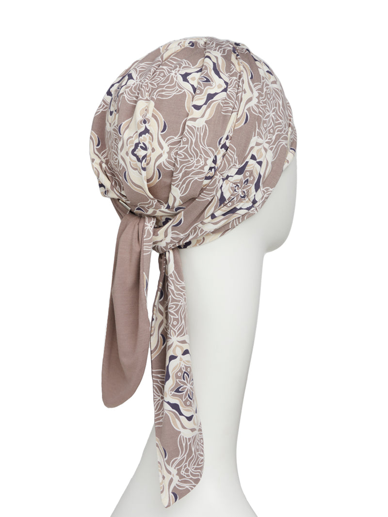 Turban Beatrice and Turban, in Viscose of Bamboo - leopard design lilac/black - 1419-0593