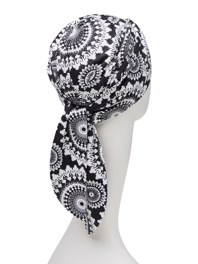 Turbante Beatrice - Cuffia in lino con nastri corti - 1460-0818