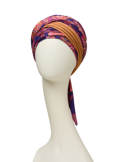 Turban Mantra with scarfs in bamboo viscose - patterned 1012-0618